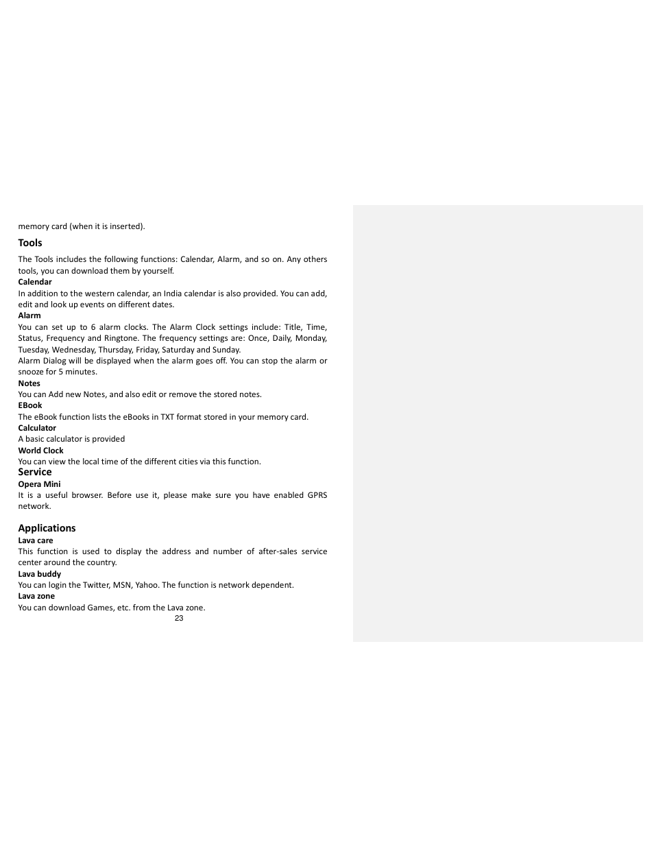 Lava Mobiles Discover 135 User Manual | Page 23 / 28
