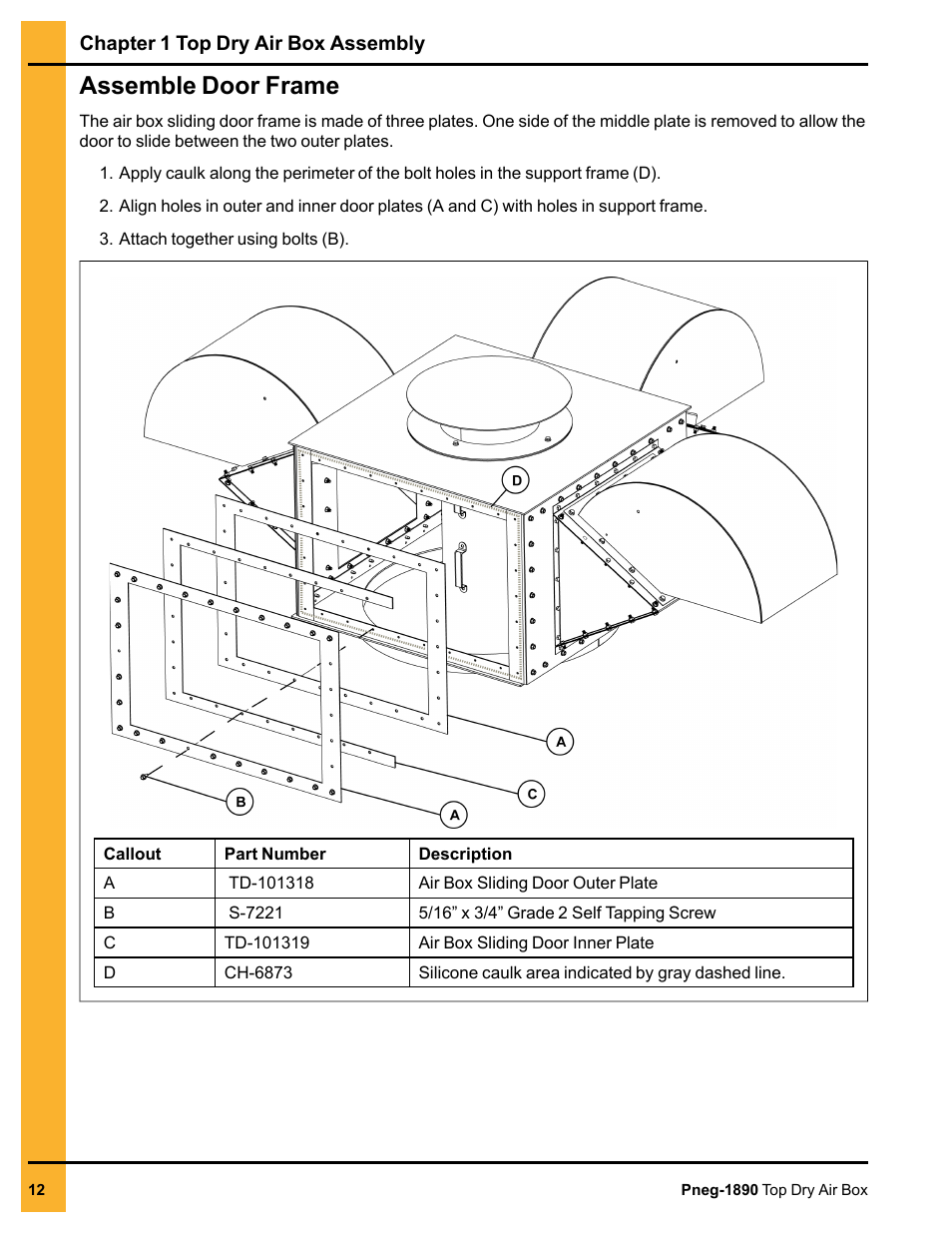 Assemble door frame | Grain Systems PNEG-1890 User Manual | Page 12 / 16