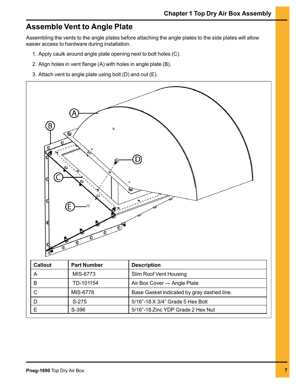 Assemble vent to angle plate | Grain Systems PNEG-1890 User Manual | Page 7 / 16