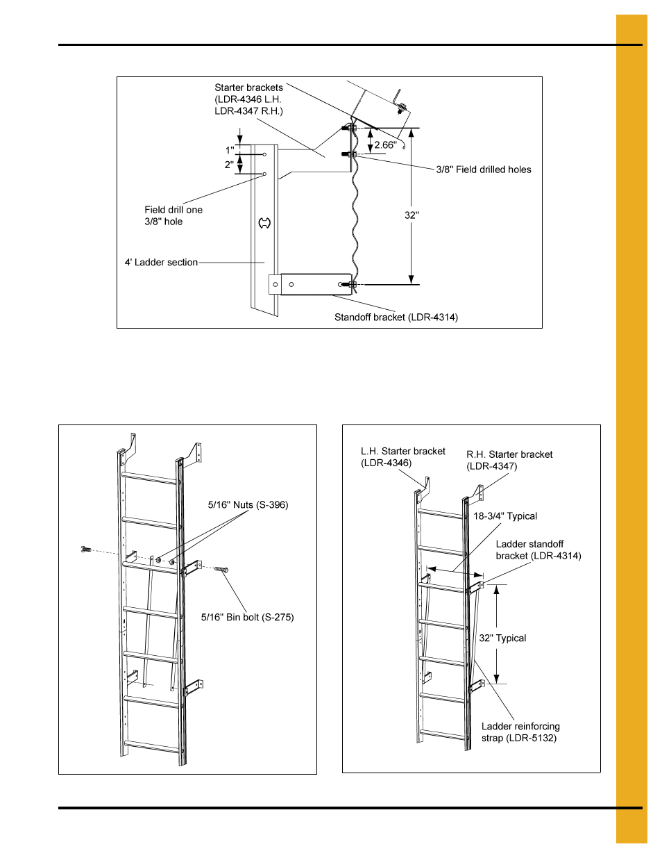 As shown, Inside ladder placement (continued) | Grain Systems Bin Accessories PNEG-1859 User Manual | Page 77 / 90