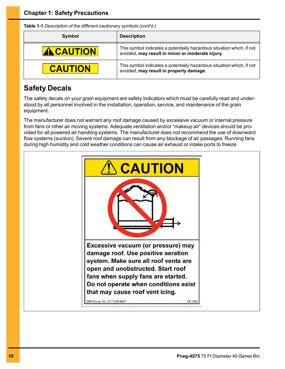 Safety decals | Grain Systems Tanks PNEG-4075 User Manual | Page 10 / 168