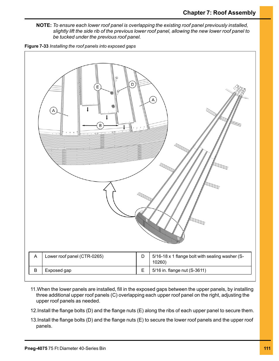 Chapter 7: roof assembly | Grain Systems Tanks PNEG-4075 User Manual | Page 111 / 168