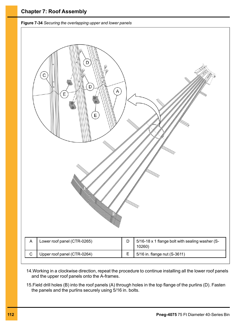 Chapter 7: roof assembly | Grain Systems Tanks PNEG-4075 User Manual | Page 112 / 168
