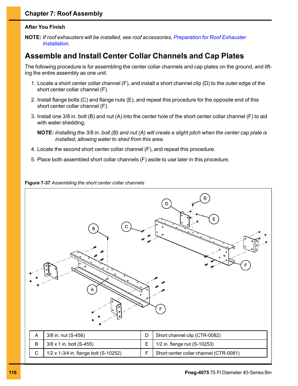 Chapter 7: roof assembly | Grain Systems Tanks PNEG-4075 User Manual | Page 116 / 168