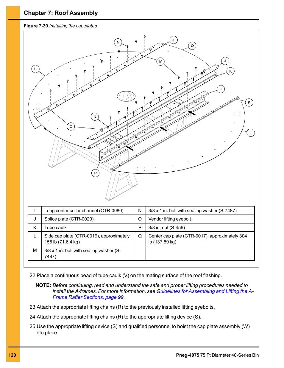 Chapter 7: roof assembly | Grain Systems Tanks PNEG-4075 User Manual | Page 120 / 168