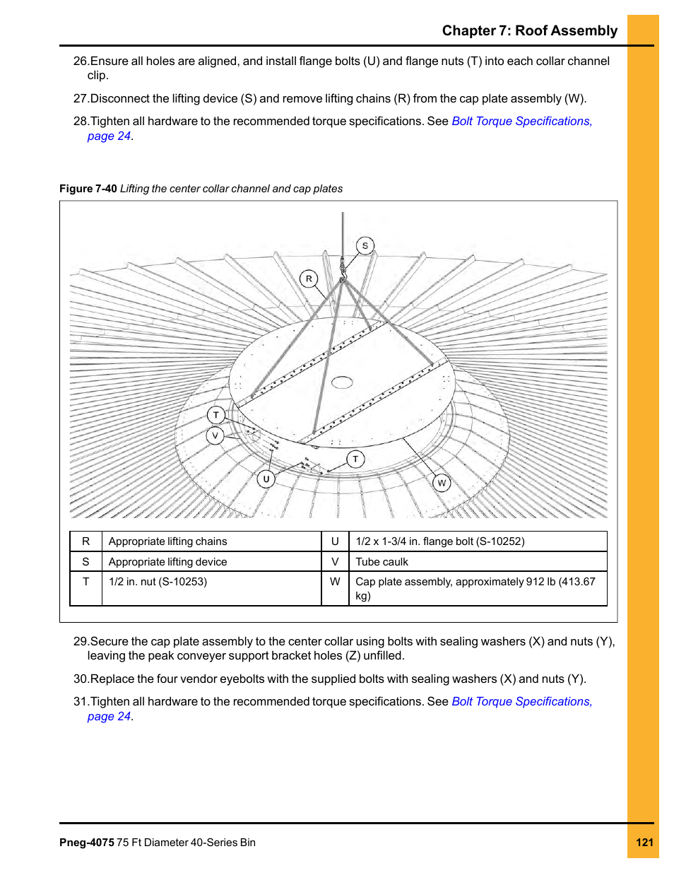 Chapter 7: roof assembly | Grain Systems Tanks PNEG-4075 User Manual | Page 121 / 168