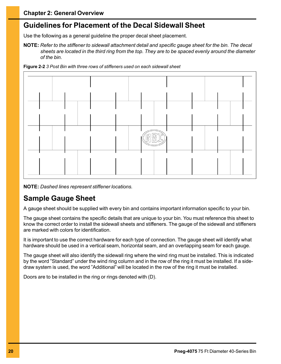 Sample gauge sheet | Grain Systems Tanks PNEG-4075 User Manual | Page 20 / 168