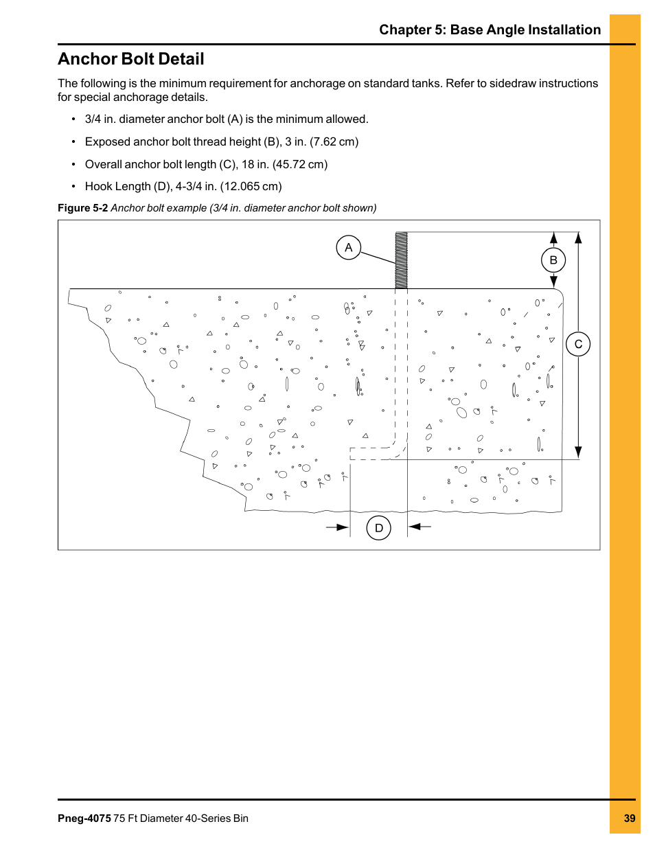 Anchor bolt detail | Grain Systems Tanks PNEG-4075 User Manual | Page 39 / 168