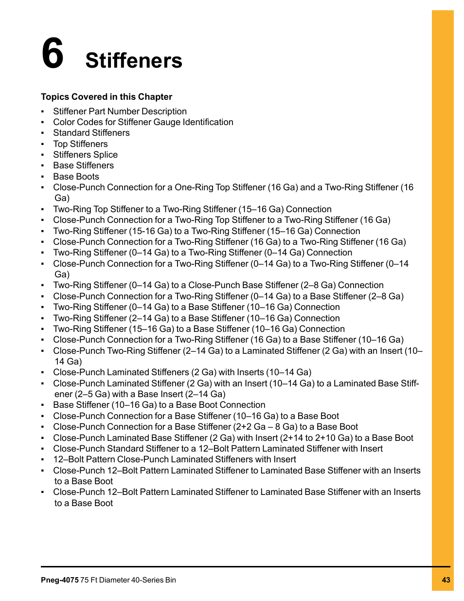 Chapter 6 stiffeners, Chapter 6, Stiffeners | Grain Systems Tanks PNEG-4075 User Manual | Page 43 / 168