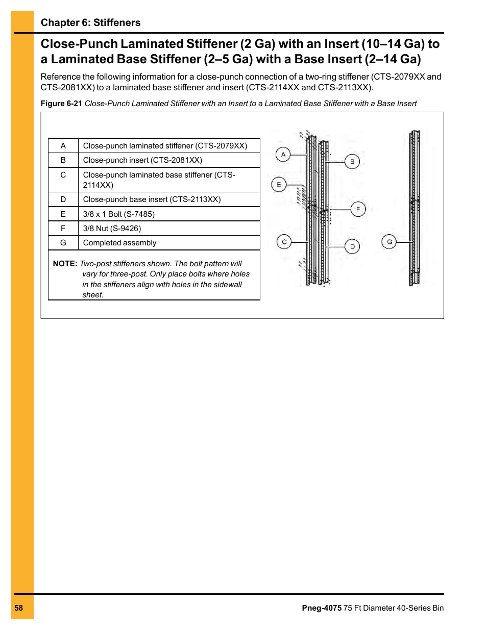 Ga) with a base insert (2–14 ga), Ener (2–5 ga) with a base insert (2–14 ga), Chapter 6: stiffeners | Grain Systems Tanks PNEG-4075 User Manual | Page 58 / 168