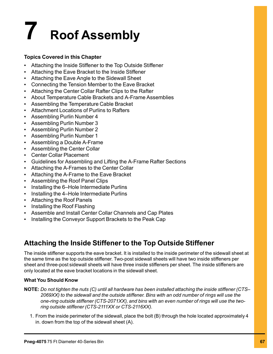 Chapter 7 roof assembly, Chapter 7, Roof assembly | Grain Systems Tanks PNEG-4075 User Manual | Page 67 / 168