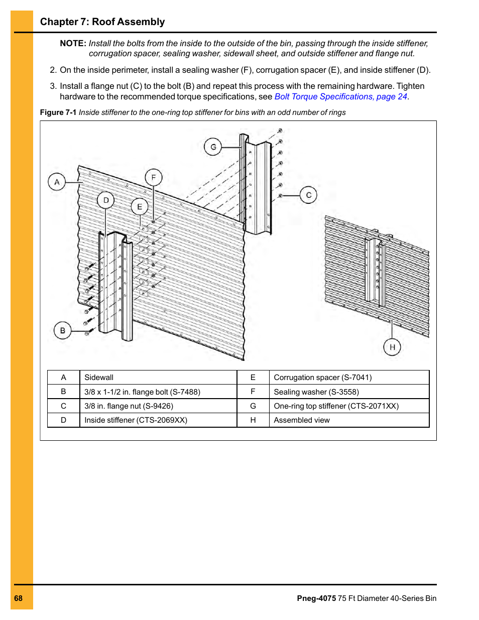 Chapter 7: roof assembly | Grain Systems Tanks PNEG-4075 User Manual | Page 68 / 168