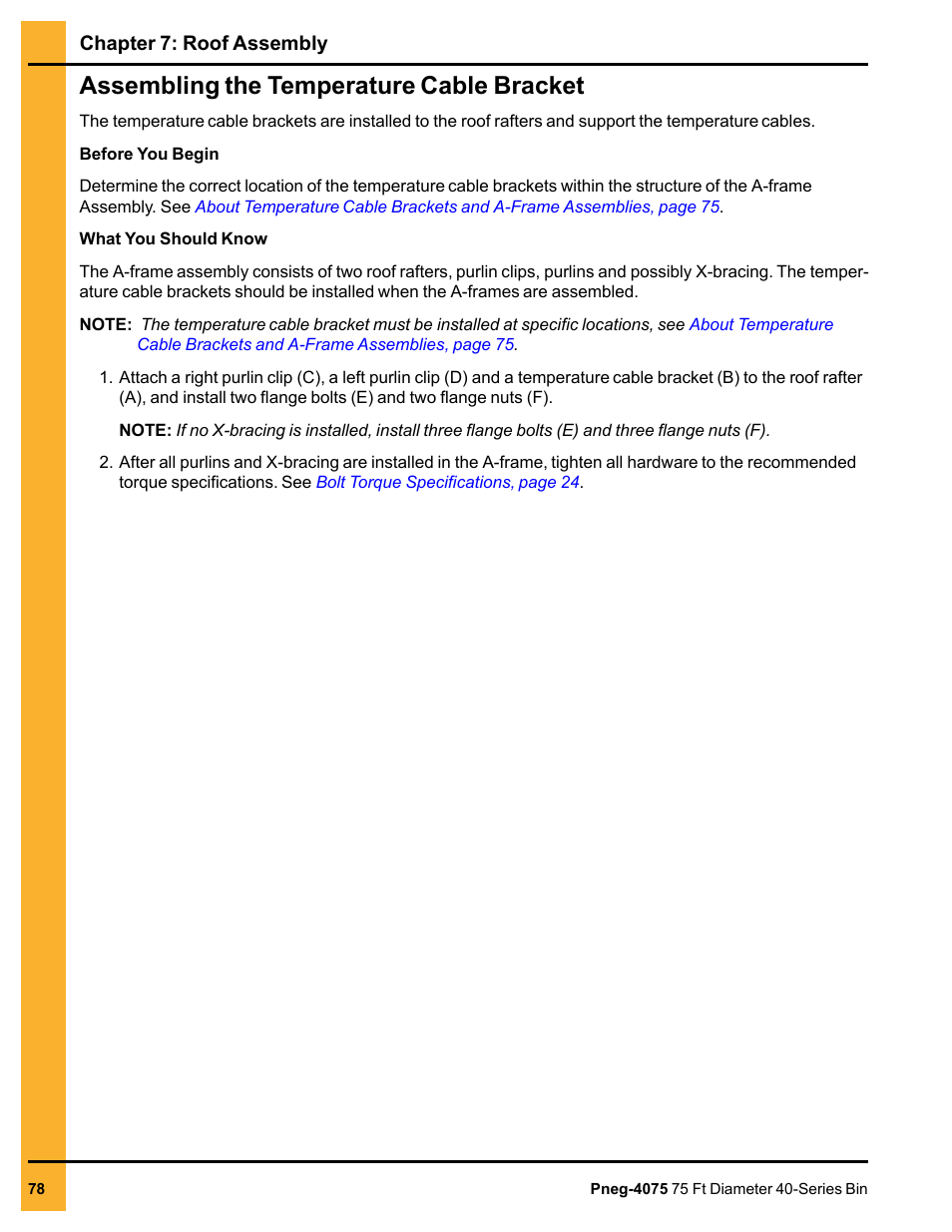 Assembling the temperature cable bracket | Grain Systems Tanks PNEG-4075 User Manual | Page 78 / 168