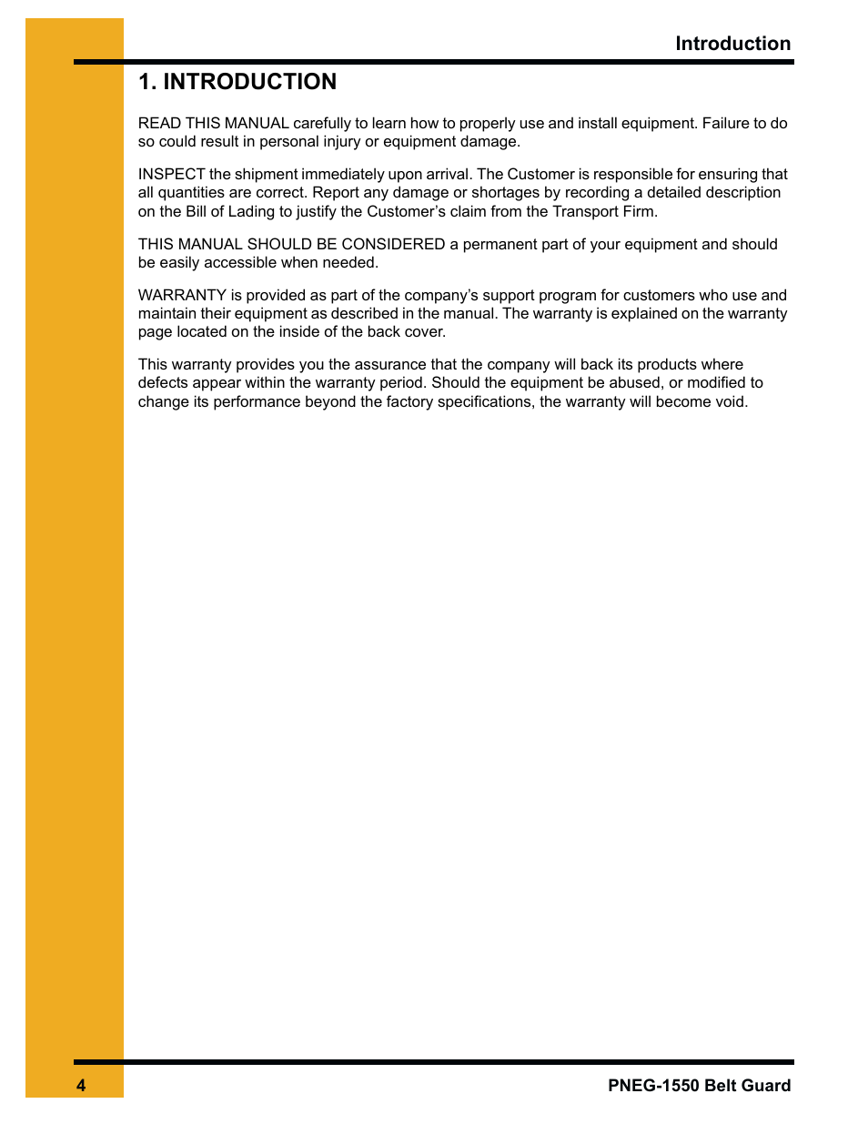Introduction | Grain Systems Unload Augers PNEG-1550 User Manual | Page 4 / 22