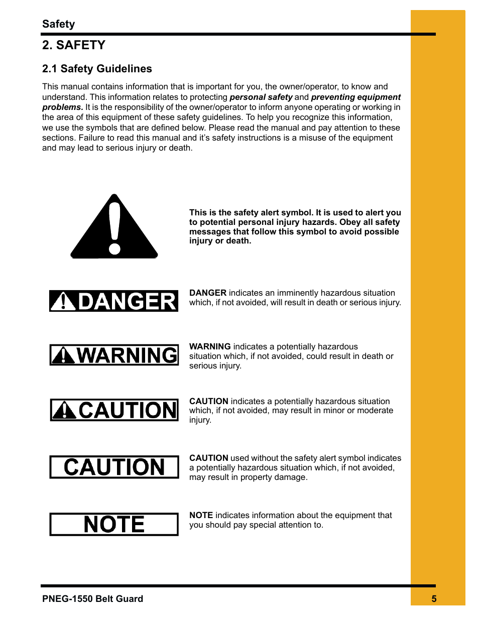 Safety | Grain Systems Unload Augers PNEG-1550 User Manual | Page 5 / 22