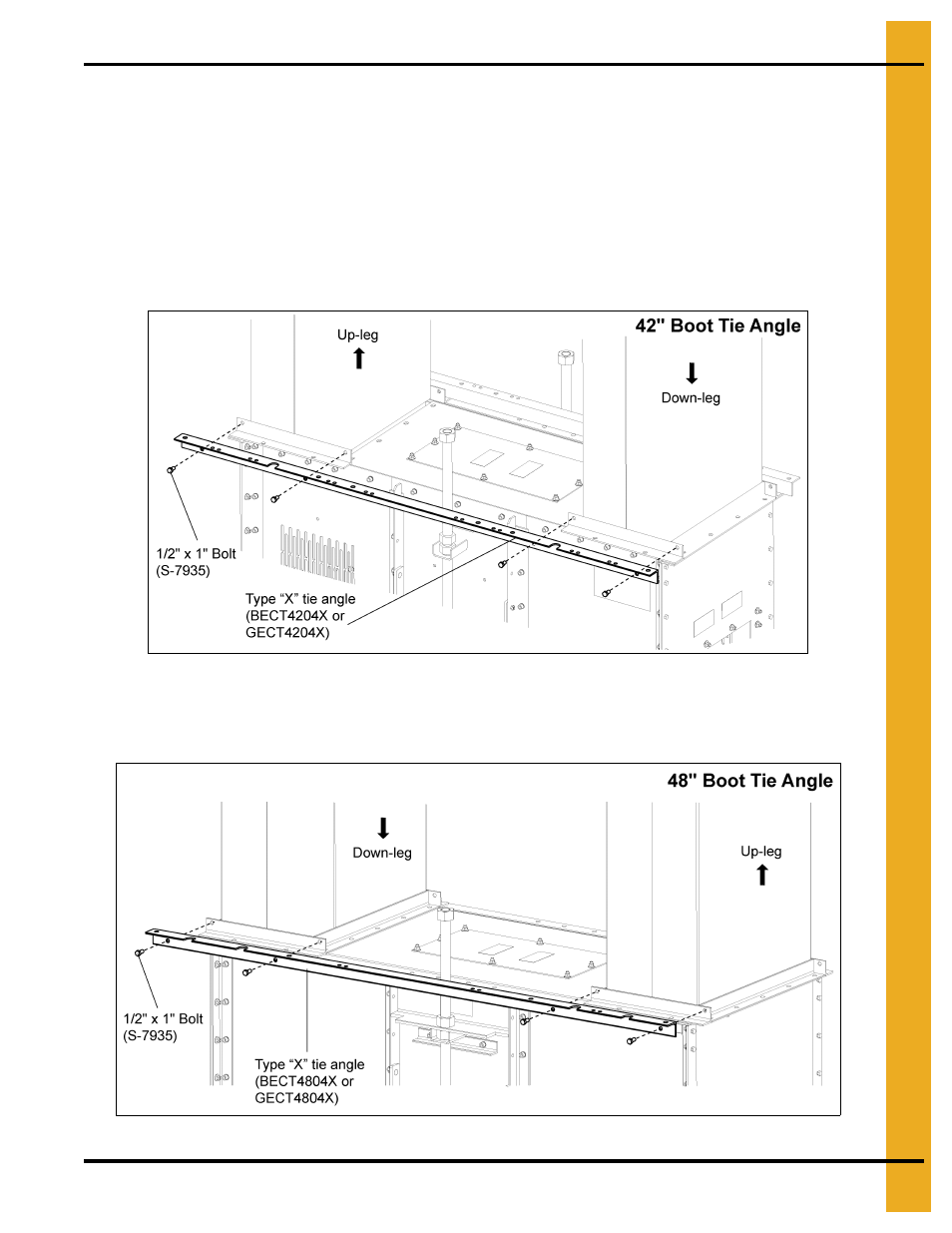 Tie angles, ladders and safety cages, Chapter 6 tie angles, ladders and safety cages, Attach tie angle to boot trunking | Grain Systems Bucket Elevtors, Conveyors, Series II Sweeps PNEG-1842 User Manual | Page 21 / 114