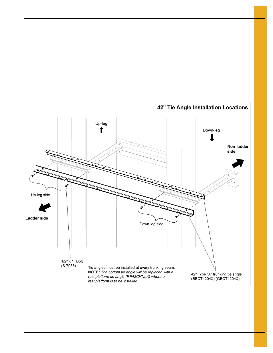 Attach tie angles to trunking | Grain Systems Bucket Elevtors, Conveyors, Series II Sweeps PNEG-1842 User Manual | Page 27 / 114