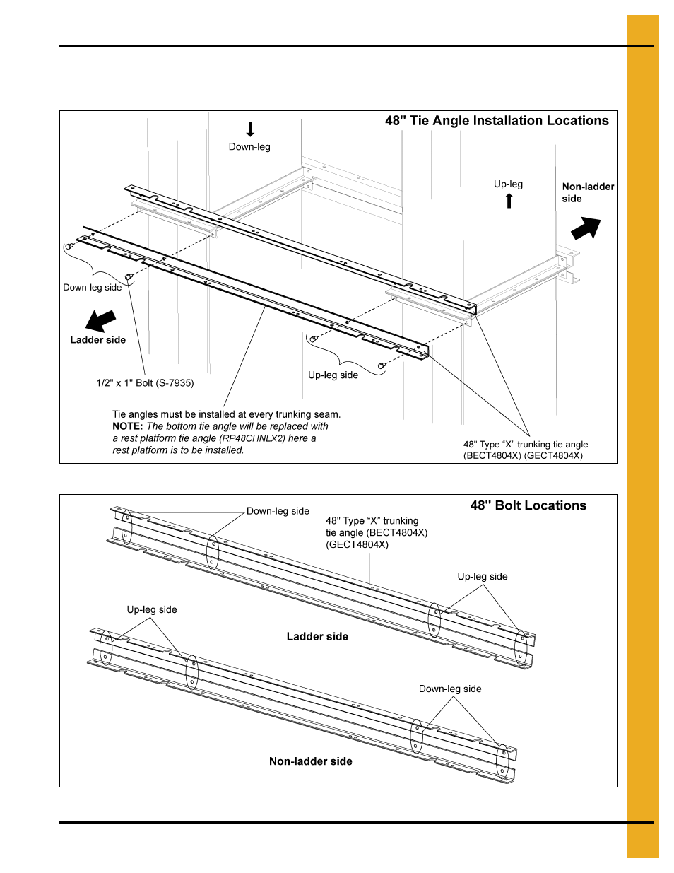 Tie angles, ladders and safety cages | Grain Systems Bucket Elevtors, Conveyors, Series II Sweeps PNEG-1842 User Manual | Page 29 / 114