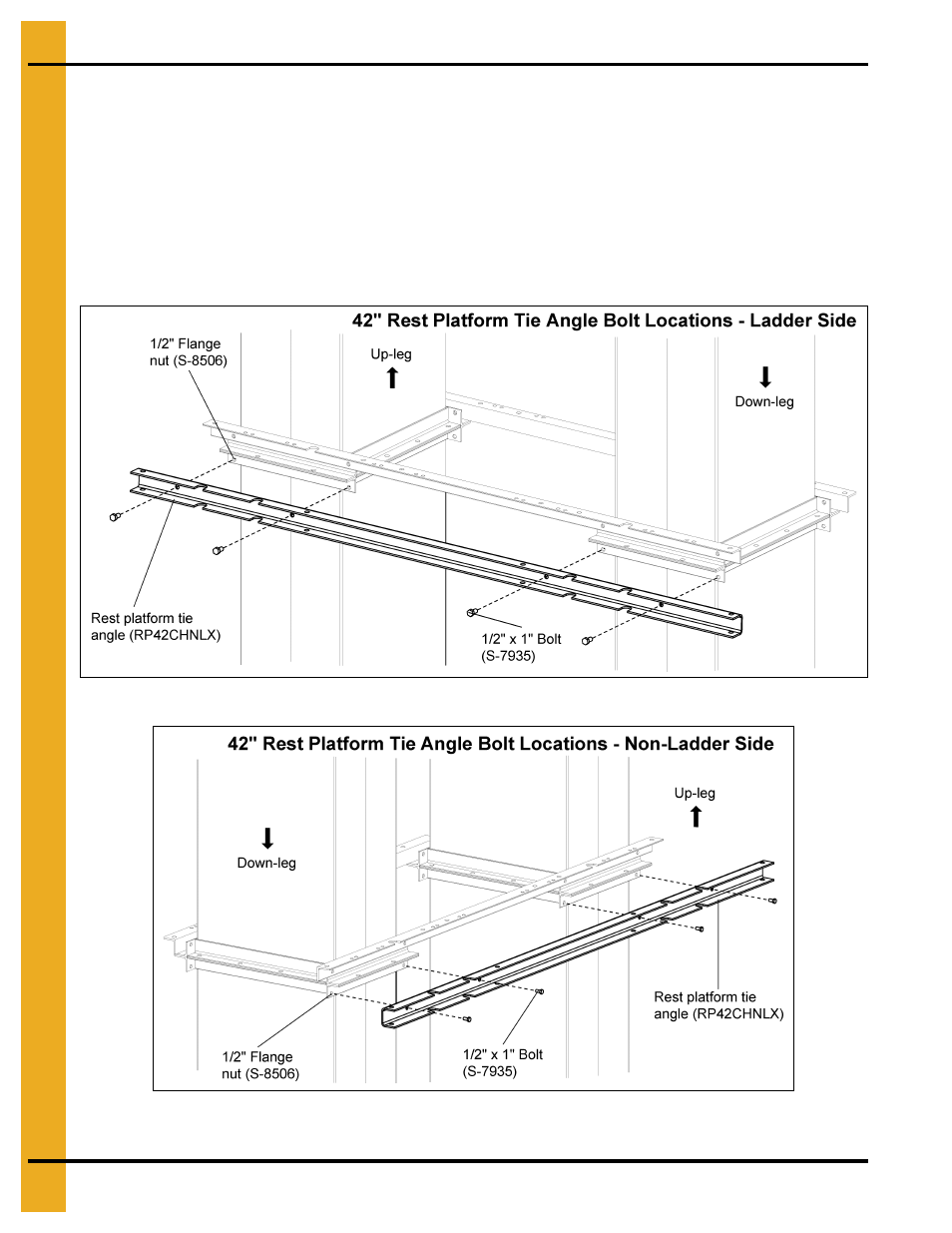 Rest platform, Chapter 7 rest platform, Install rest platform tie angles to trunking | Grain Systems Bucket Elevtors, Conveyors, Series II Sweeps PNEG-1842 User Manual | Page 40 / 114