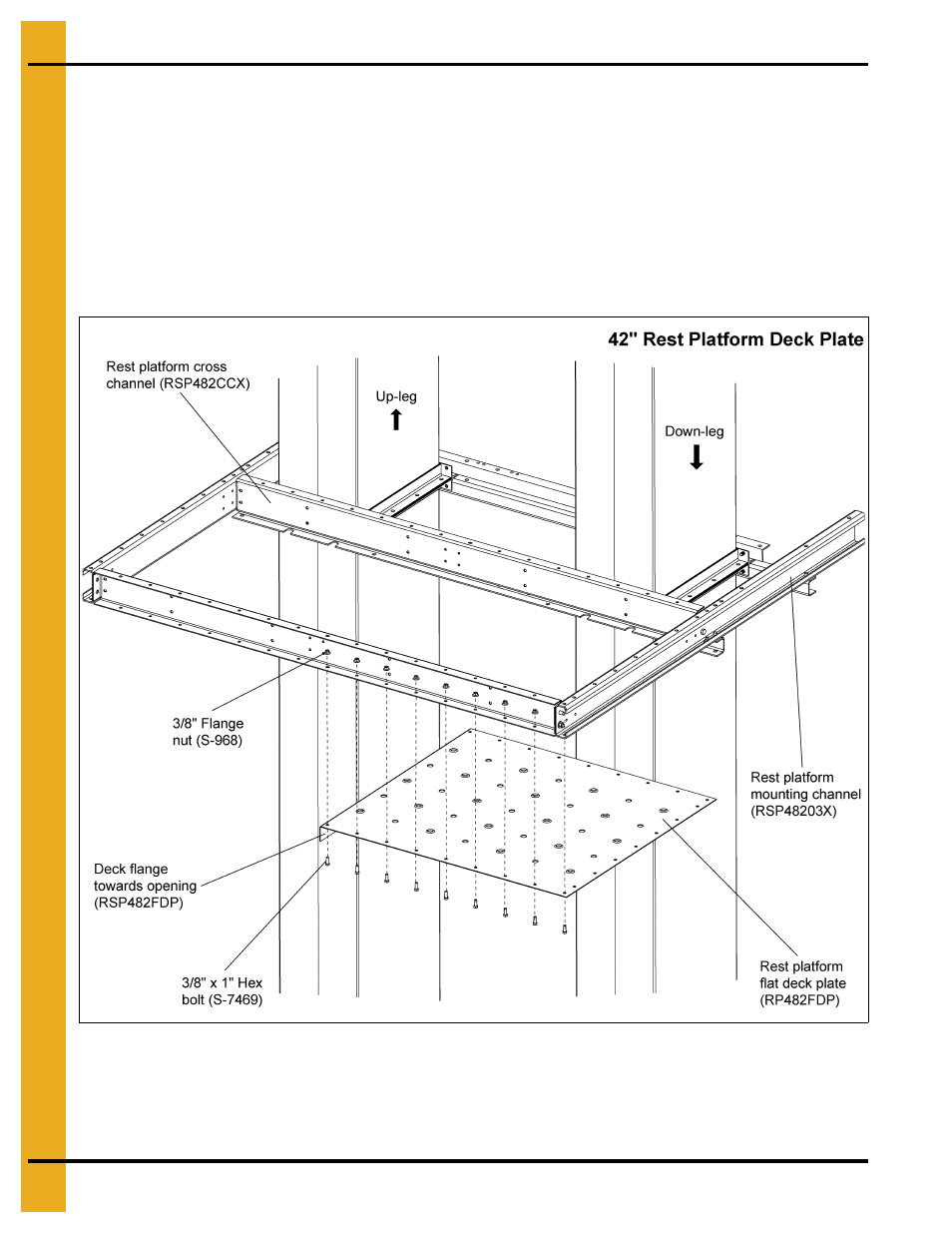 Install rest platform deck plate | Grain Systems Bucket Elevtors, Conveyors, Series II Sweeps PNEG-1842 User Manual | Page 44 / 114