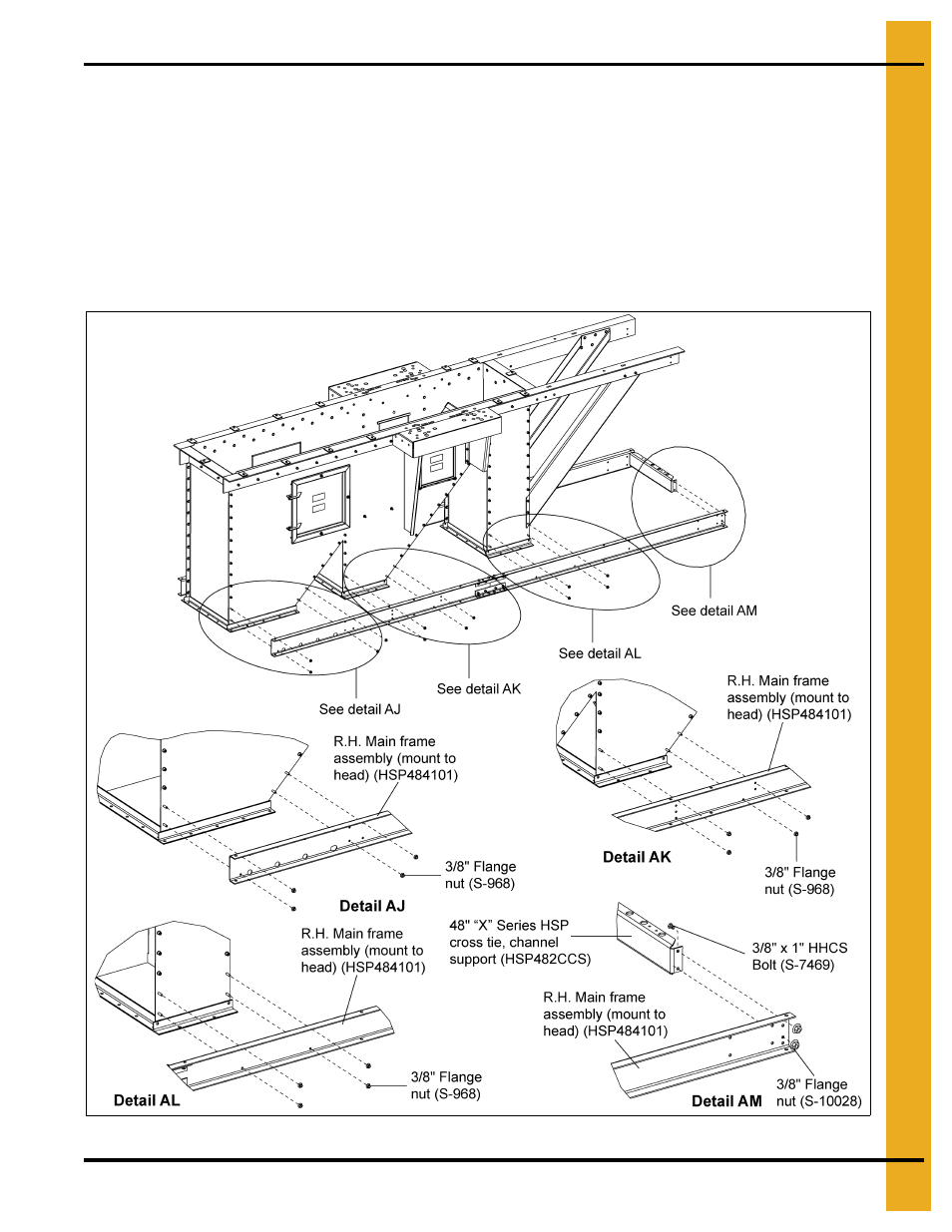 48" head platform right hand drive, Chapter 9 48" head platform right hand drive, Attach cross support channels to lower head | Chapter 9: 48" head platform right hand drive | Grain Systems Bucket Elevtors, Conveyors, Series II Sweeps PNEG-1842 User Manual | Page 71 / 114