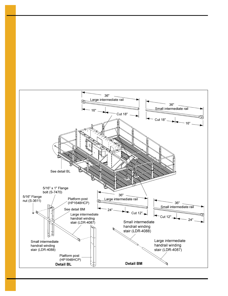 Attach intermediate handrails to posts | Grain Systems Bucket Elevtors, Conveyors, Series II Sweeps PNEG-1842 User Manual | Page 88 / 114