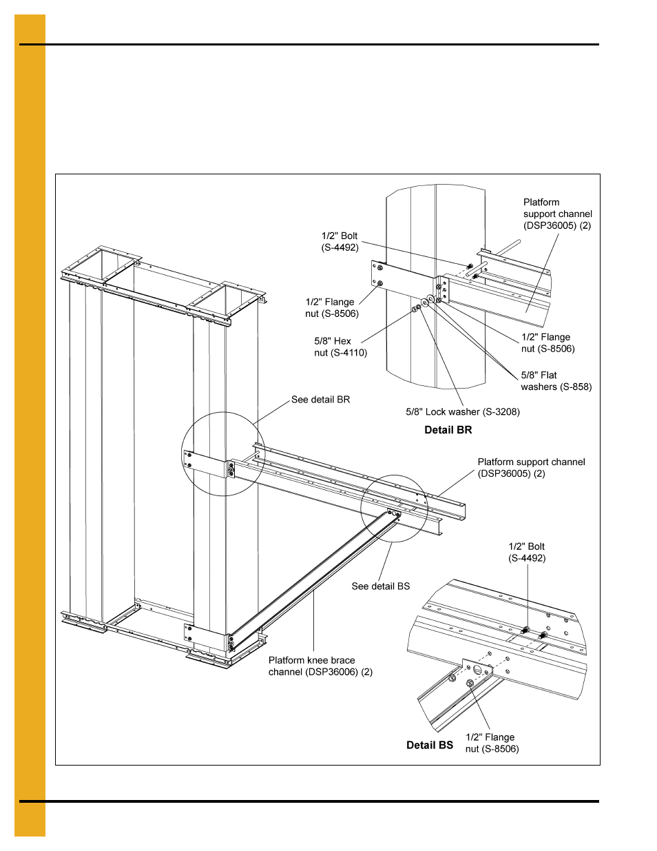 Support channels and knee braces | Grain Systems Bucket Elevtors, Conveyors, Series II Sweeps PNEG-1842 User Manual | Page 96 / 114