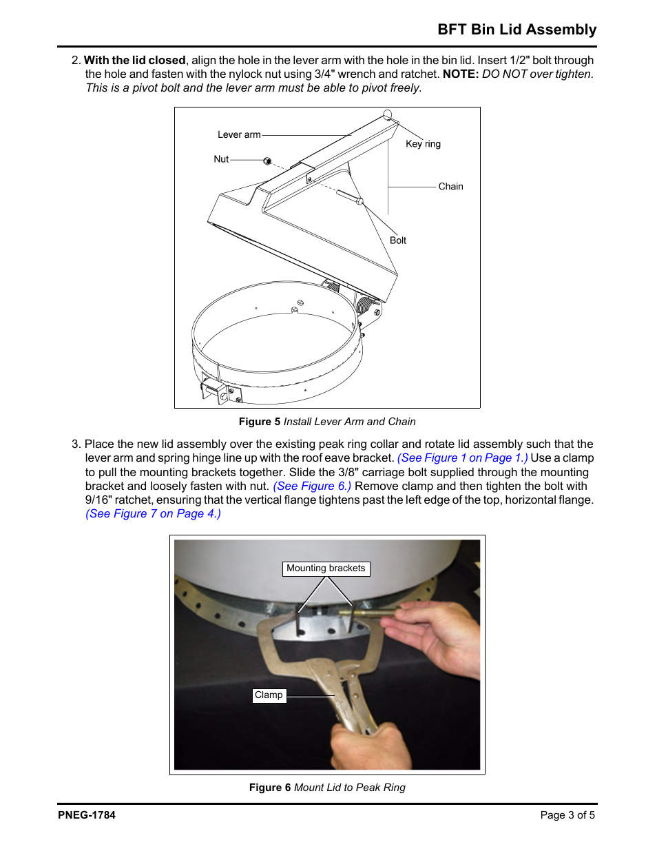 Bft bin lid assembly | Grain Systems Tanks PNEG-1784 User Manual | Page 3 / 5