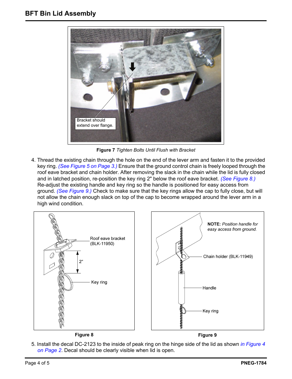 Bft bin lid assembly | Grain Systems Tanks PNEG-1784 User Manual | Page 4 / 5
