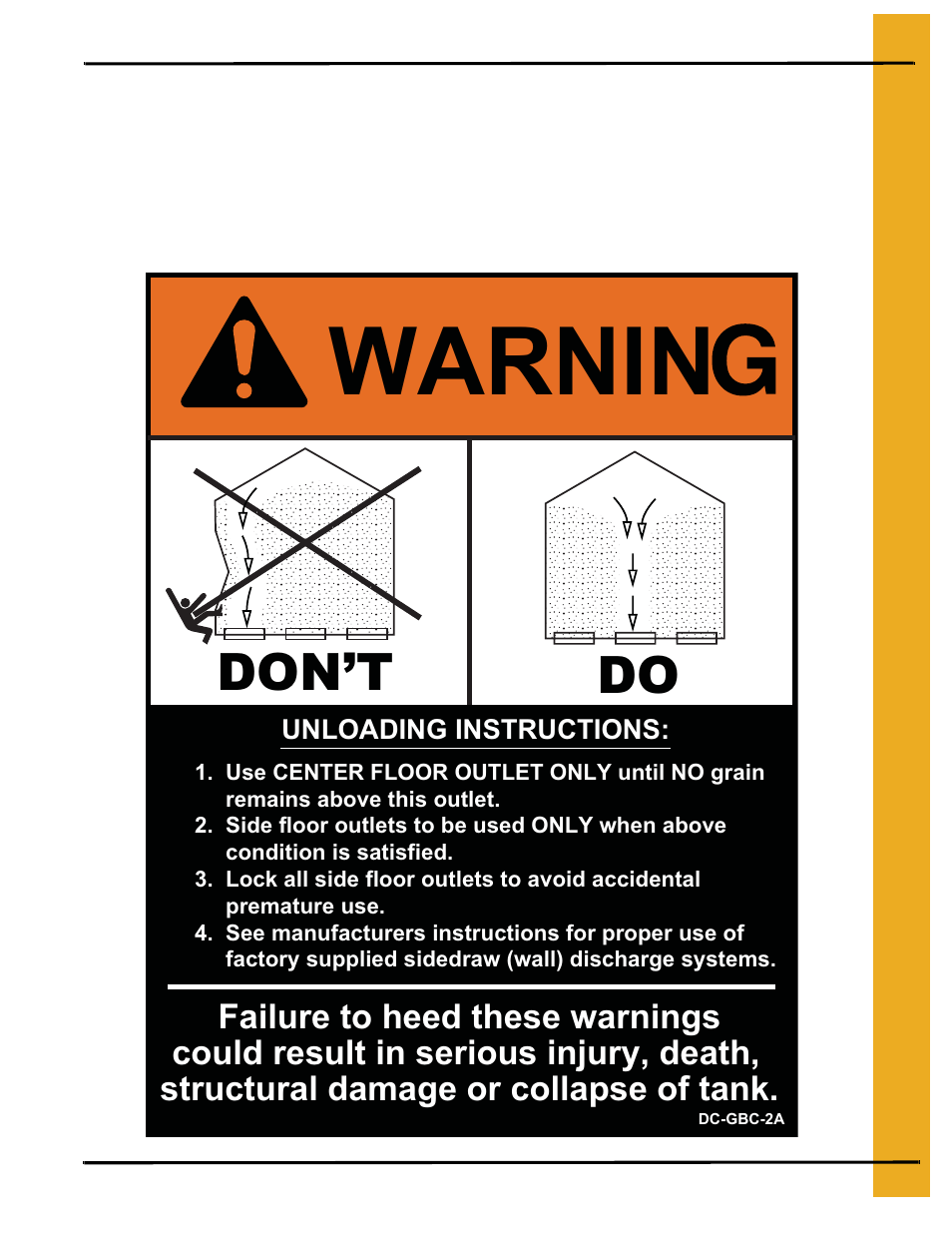 Warnin, Don’t do | Grain Systems Bin Accessories PNEG-1336D User Manual | Page 13 / 34