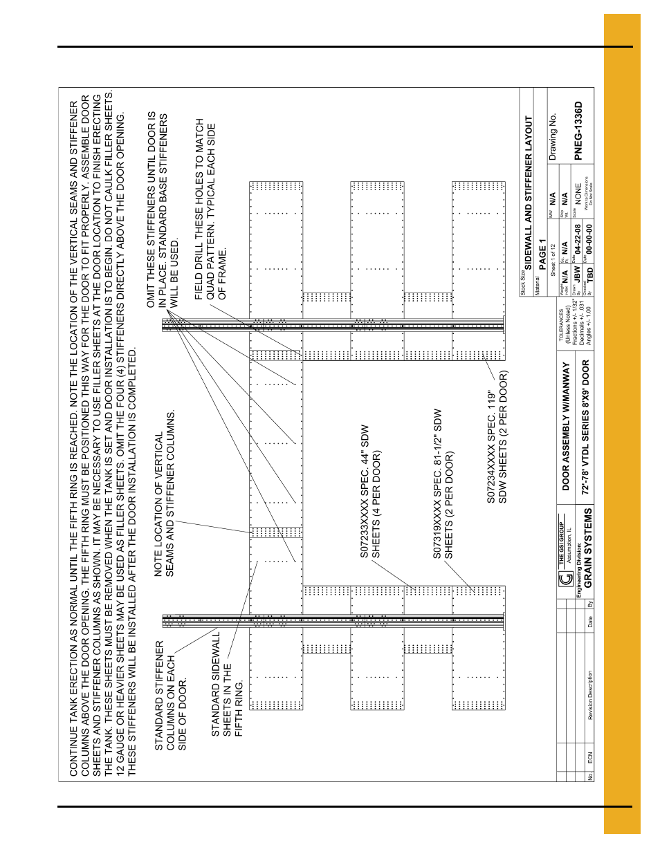 Door assembly, Chapter 5 door assembly, Sidewall and stiffener layout | Use two (2) n | Grain Systems Bin Accessories PNEG-1336D User Manual | Page 17 / 34