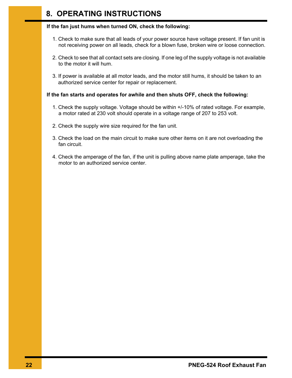 Operating instructions | Grain Systems PNEG-524 User Manual | Page 22 / 24