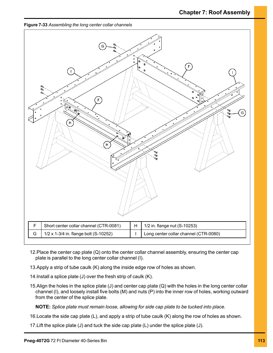 Chapter 7: roof assembly | Grain Systems Tanks PNEG-4072G User Manual | Page 113 / 162