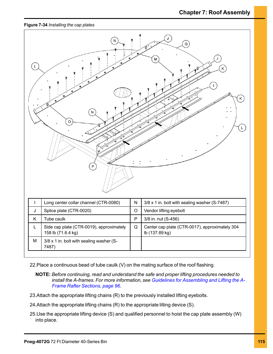 Chapter 7: roof assembly | Grain Systems Tanks PNEG-4072G User Manual | Page 115 / 162