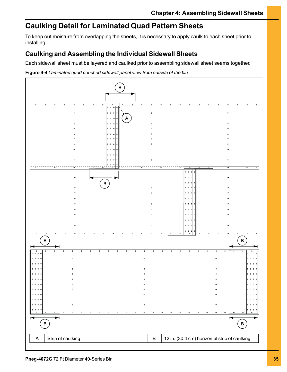Caulking detail for laminated quad pattern sheets | Grain Systems Tanks PNEG-4072G User Manual | Page 35 / 162