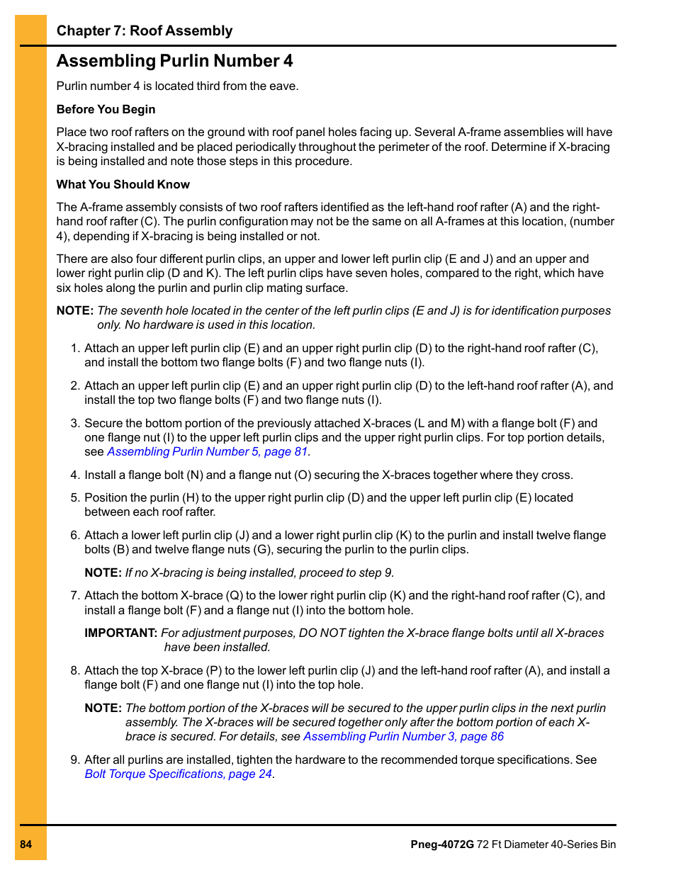 Assembling purlin number 4 | Grain Systems Tanks PNEG-4072G User Manual | Page 84 / 162