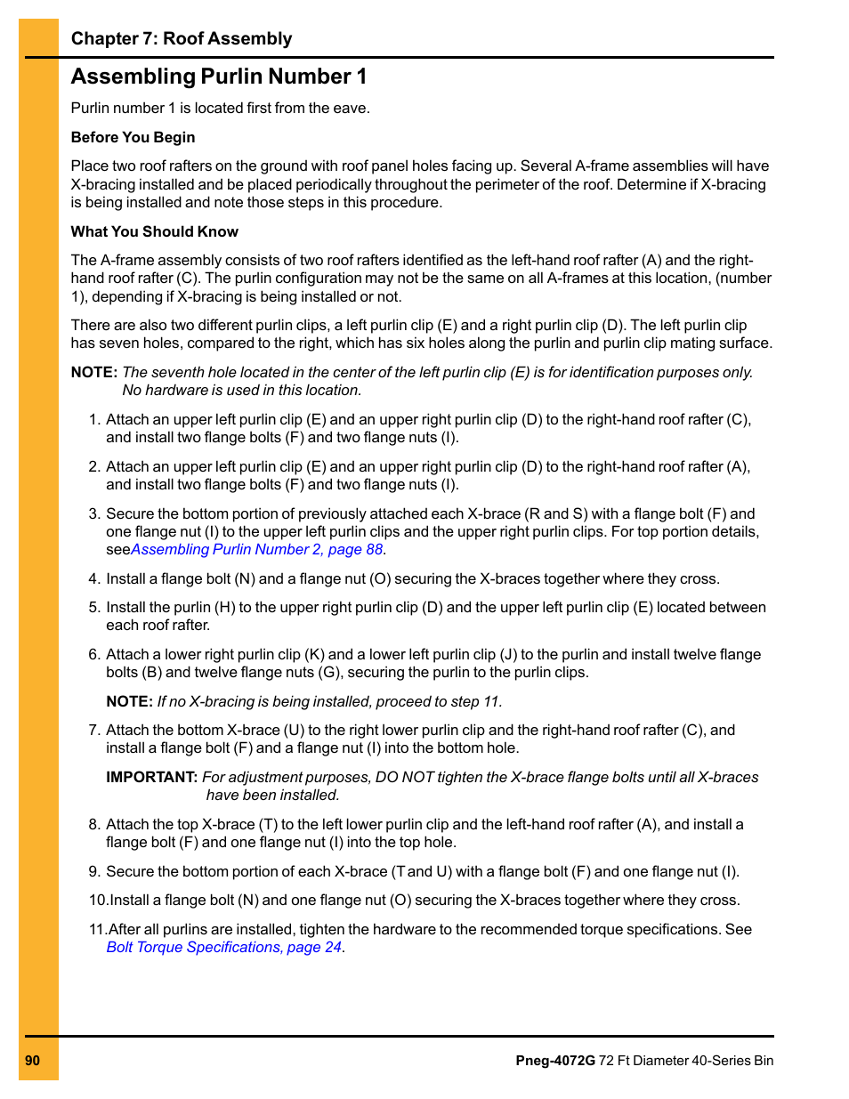 Assembling purlin number 1 | Grain Systems Tanks PNEG-4072G User Manual | Page 90 / 162