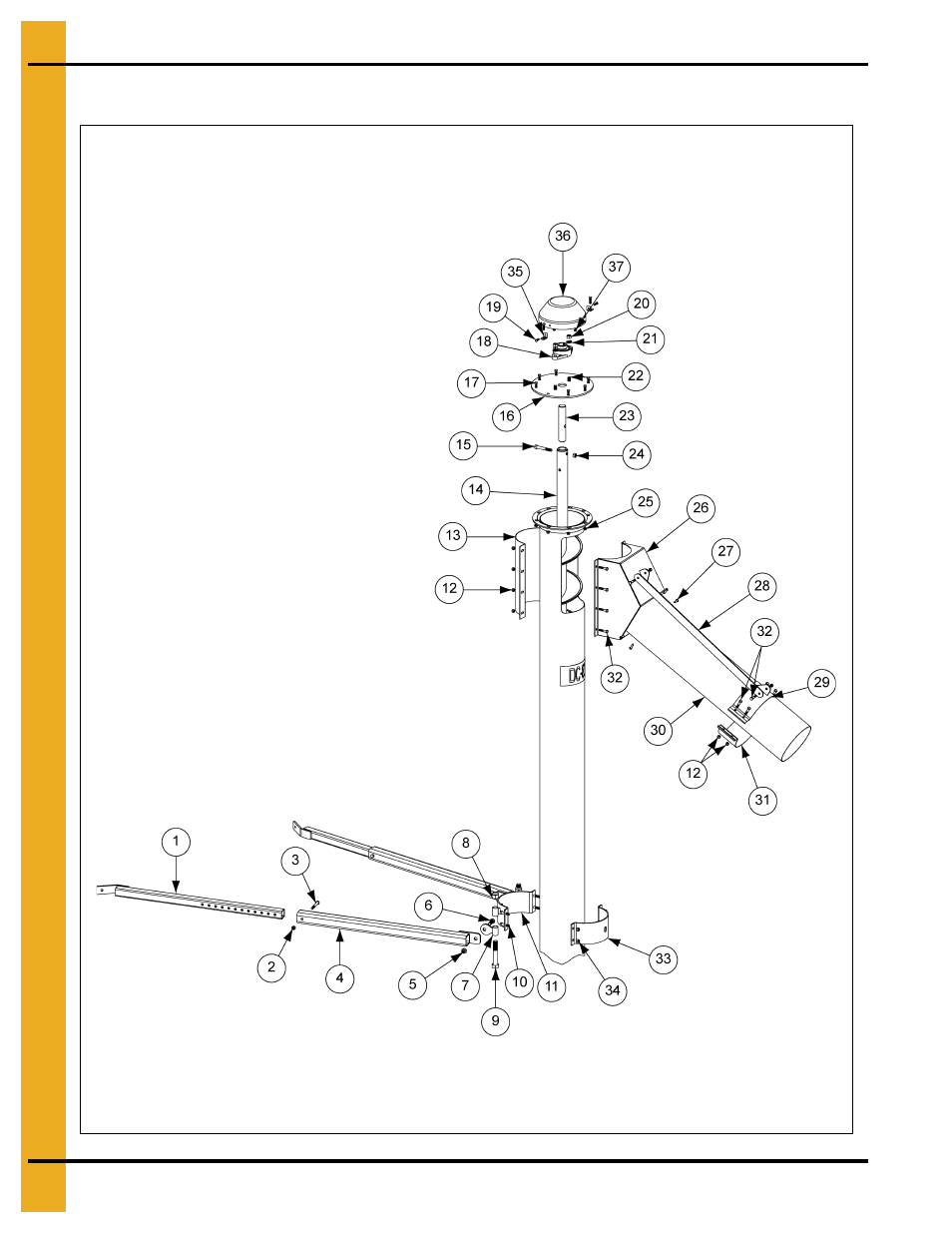 8" top of vertical bin unloader parts | Grain Systems Unload Augers PNEG-1556 User Manual | Page 38 / 58