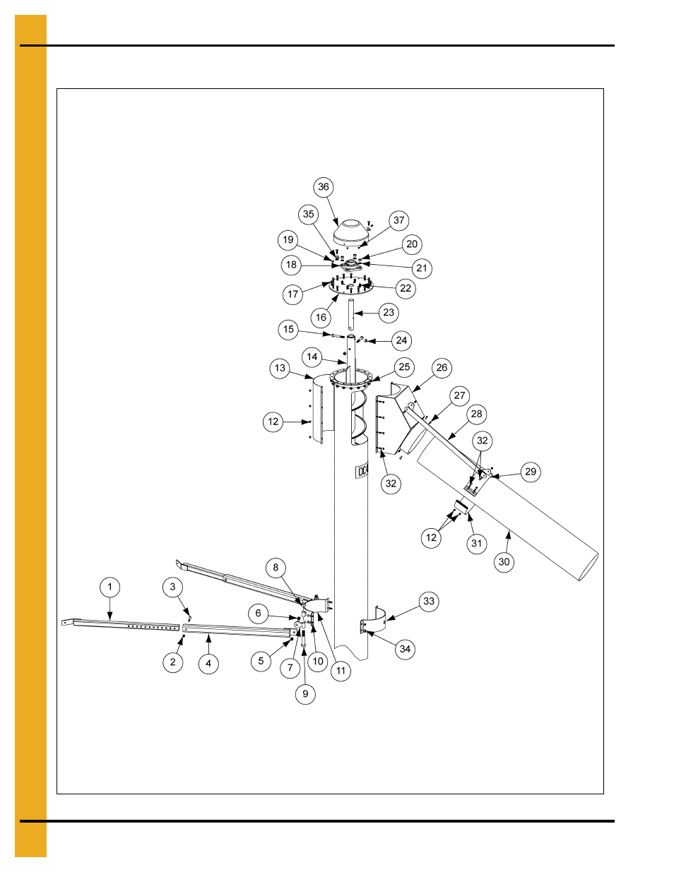 10" top of vertical bin unloader parts | Grain Systems Unload Augers PNEG-1556 User Manual | Page 40 / 58