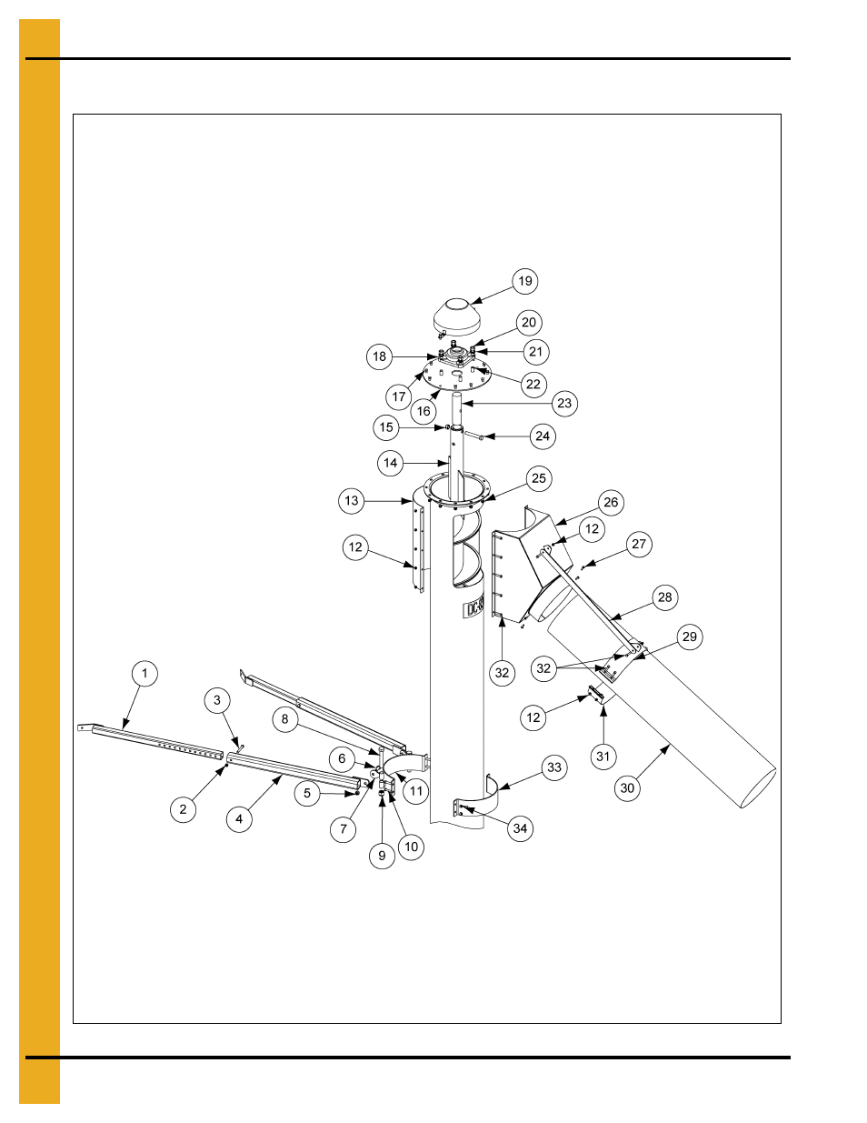 12" top of vertical bin unloader parts | Grain Systems Unload Augers PNEG-1556 User Manual | Page 42 / 58