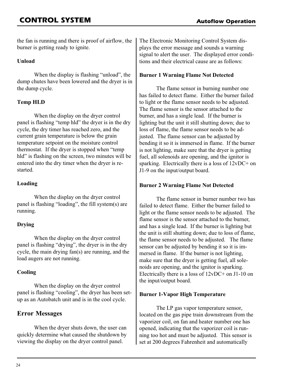 Control system | Grain Systems PNEG-728 User Manual | Page 24 / 47