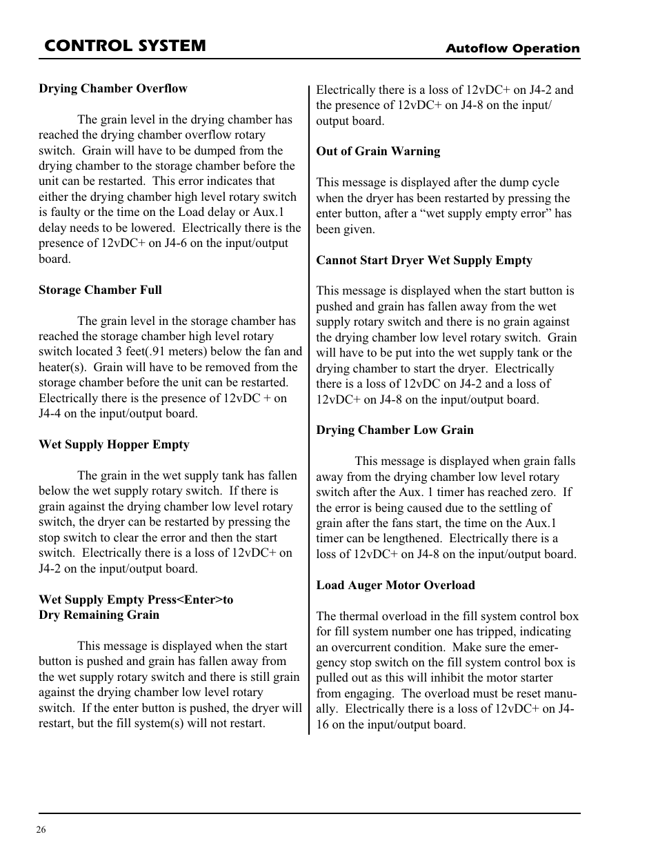 Control system | Grain Systems PNEG-728 User Manual | Page 26 / 47