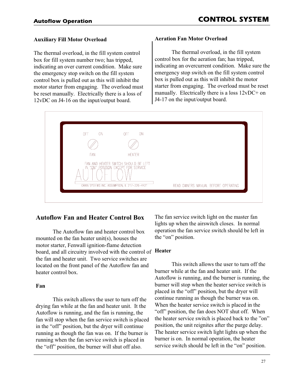 Control system | Grain Systems PNEG-728 User Manual | Page 27 / 47
