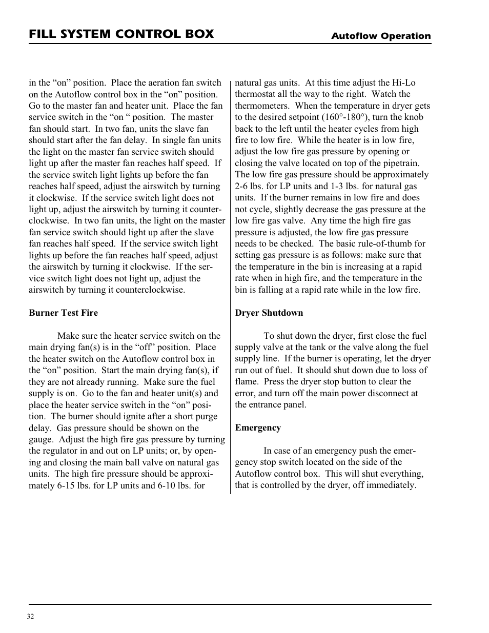 Fill system control box | Grain Systems PNEG-728 User Manual | Page 32 / 47