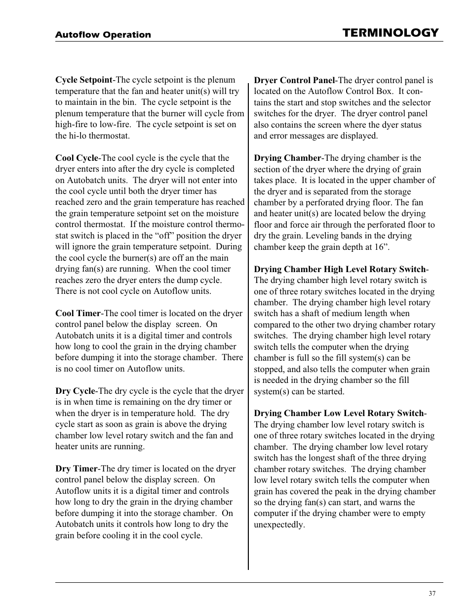 Terminology | Grain Systems PNEG-728 User Manual | Page 37 / 47