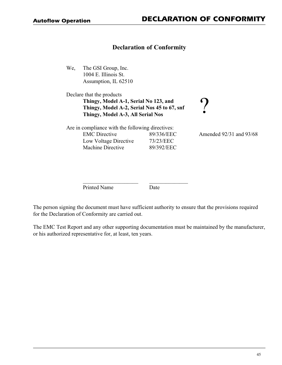Declaration of conformity | Grain Systems PNEG-728 User Manual | Page 45 / 47