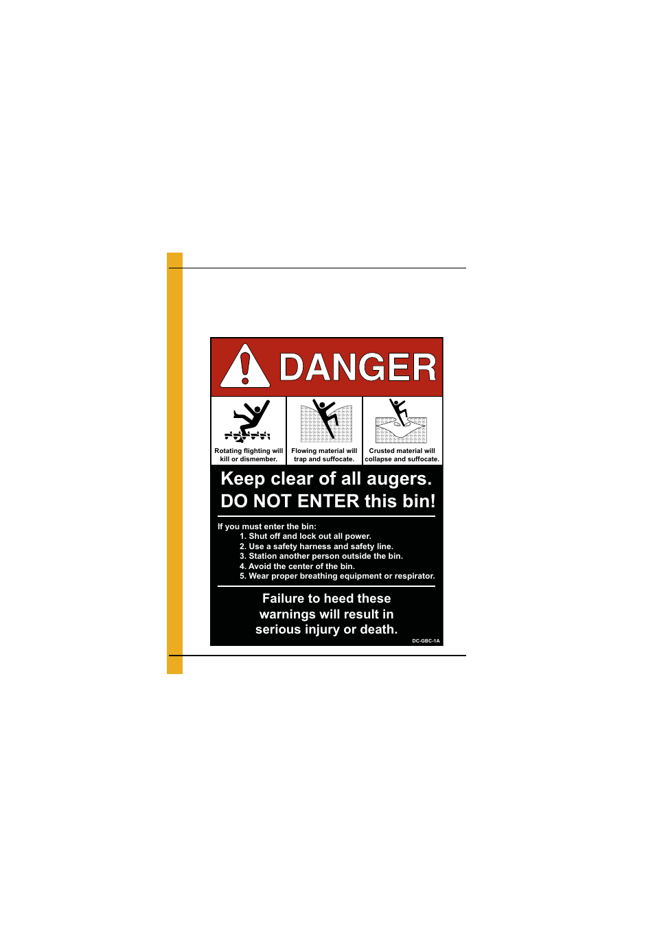 Keep clear of all augers. do not enter this bin | Grain Systems Bin Flooring PNEG-1830 User Manual | Page 12 / 44