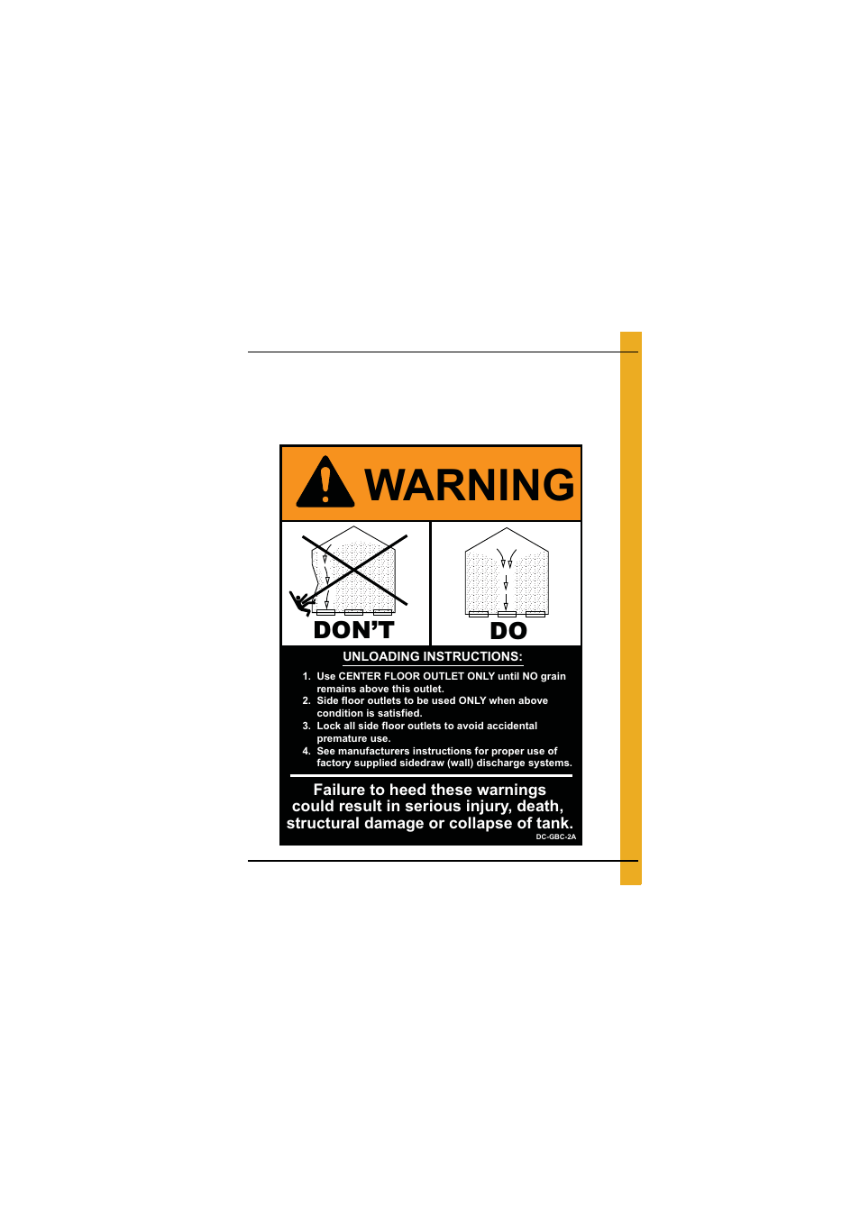 Warning, Don’t do | Grain Systems Bin Flooring PNEG-1830 User Manual | Page 13 / 44