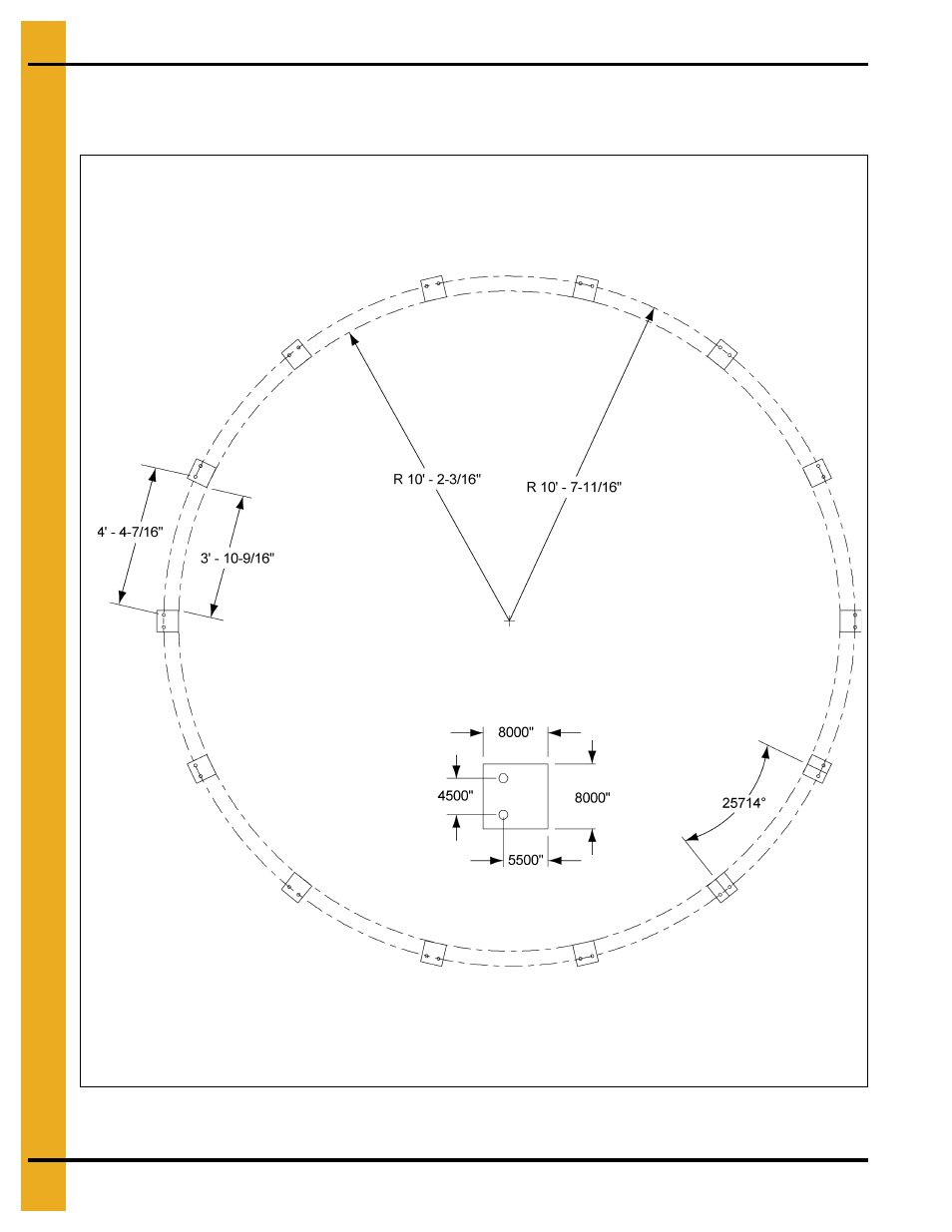 21' diameter fcht base plate layout | Grain Systems Tanks PNEG-603 User Manual | Page 18 / 56