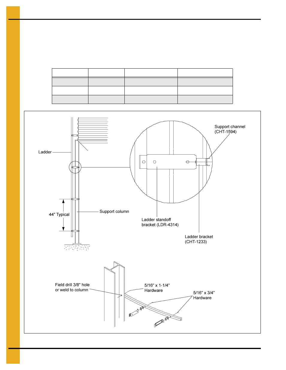 Ladders, Chapter 15 ladders, Hopper ladder supports | Ladder support detail | Grain Systems Tanks PNEG-603 User Manual | Page 50 / 56